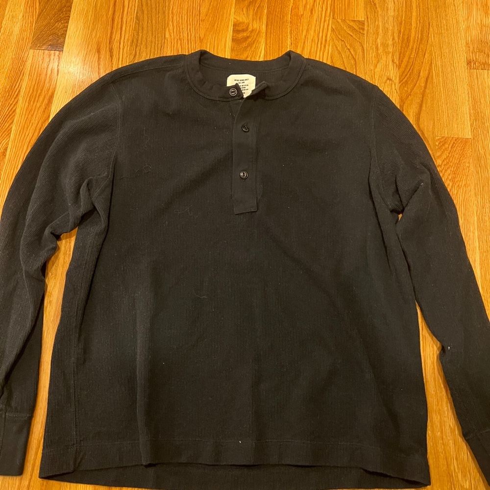 Men's Black Buck Mason Vintage Thermal Henley Shirt